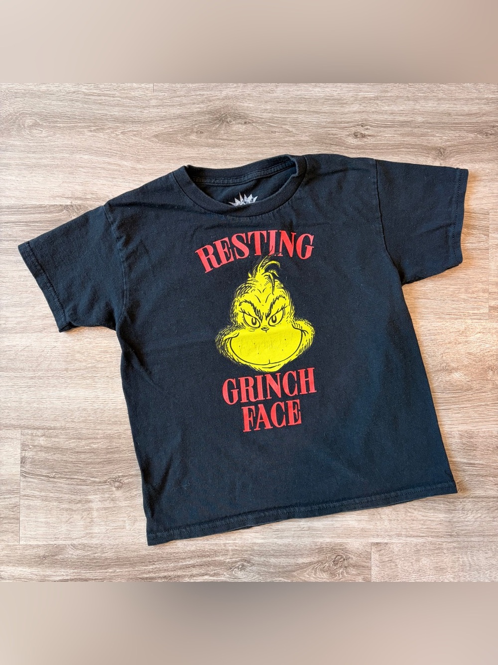 The Grinch Resting Grinch Face boys black tshirt